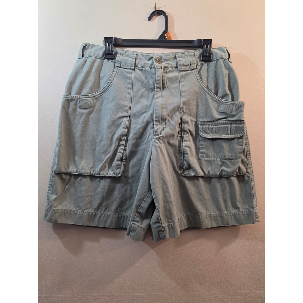 VTG Woman's Eddie Bauer Legend‎ Darrington Cargo Shorts 14 Sage Cotton Utility